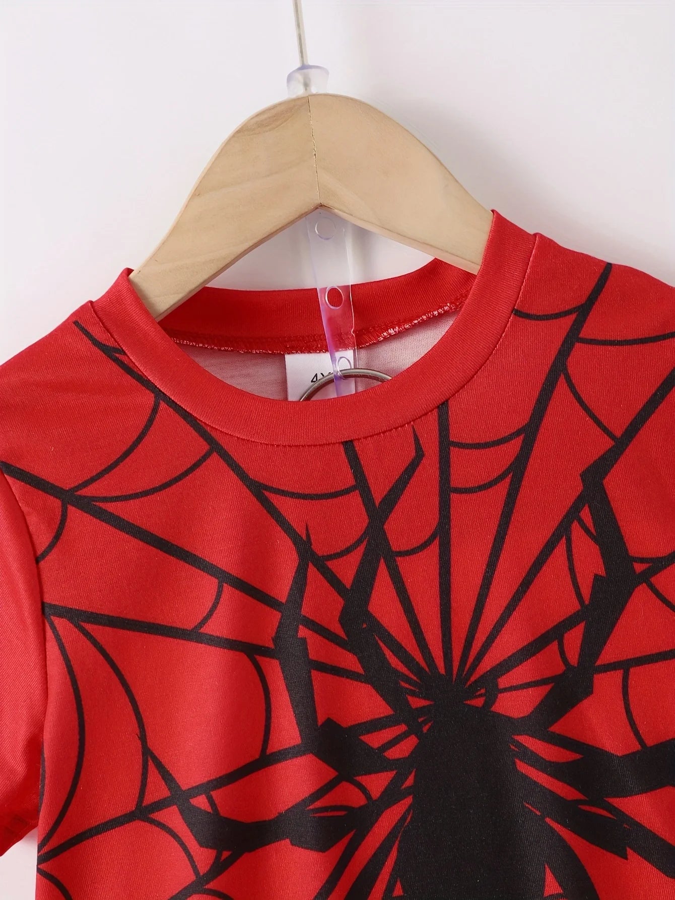 Summer Cool Boys Short Sleeves Spider Prints Two-Piece Leisure Suit For 4-7 Years Old Kids