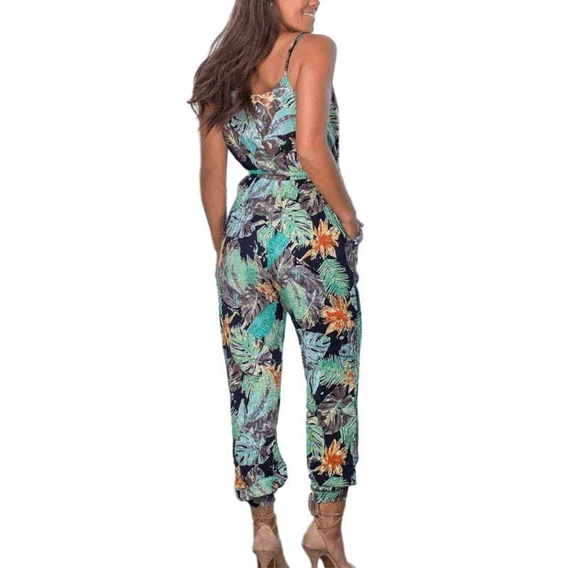 V Neck Jumpsuit Suit Pants
