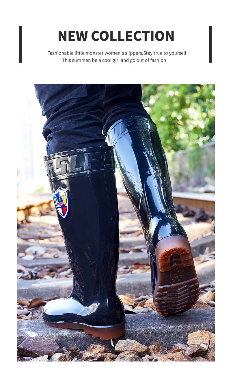 Low High Tube Black Women Men's Rain Boots Waterproof Fishing Boots Couple Non-slip t