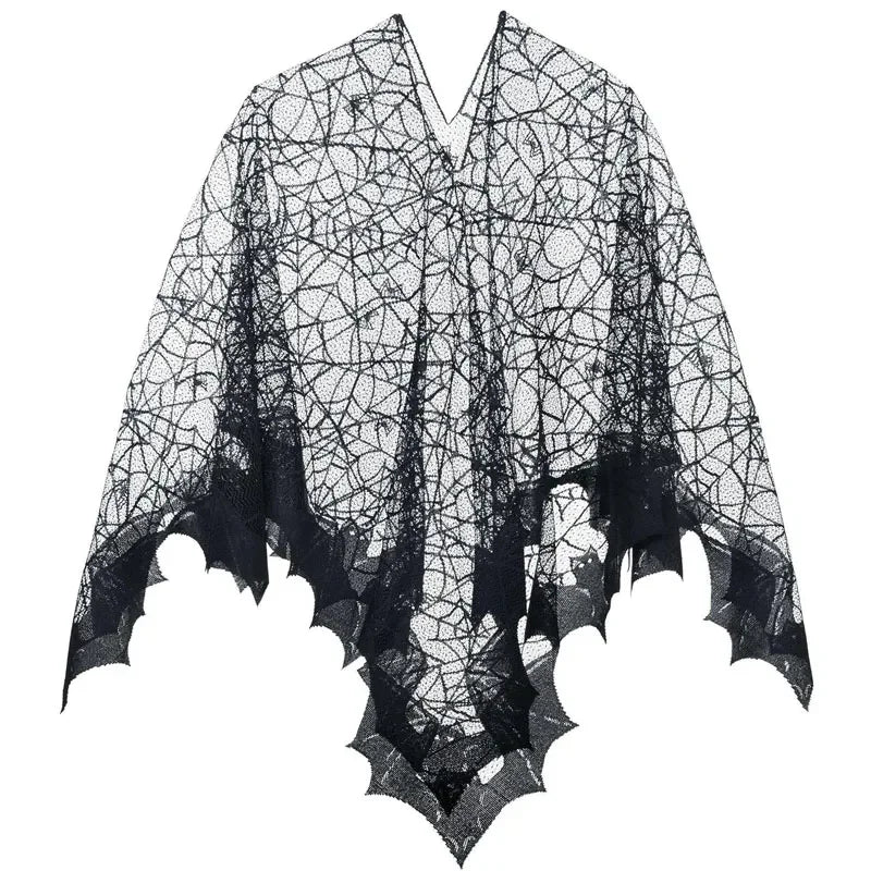 New Halloween Cloak Black Lace Cobweb