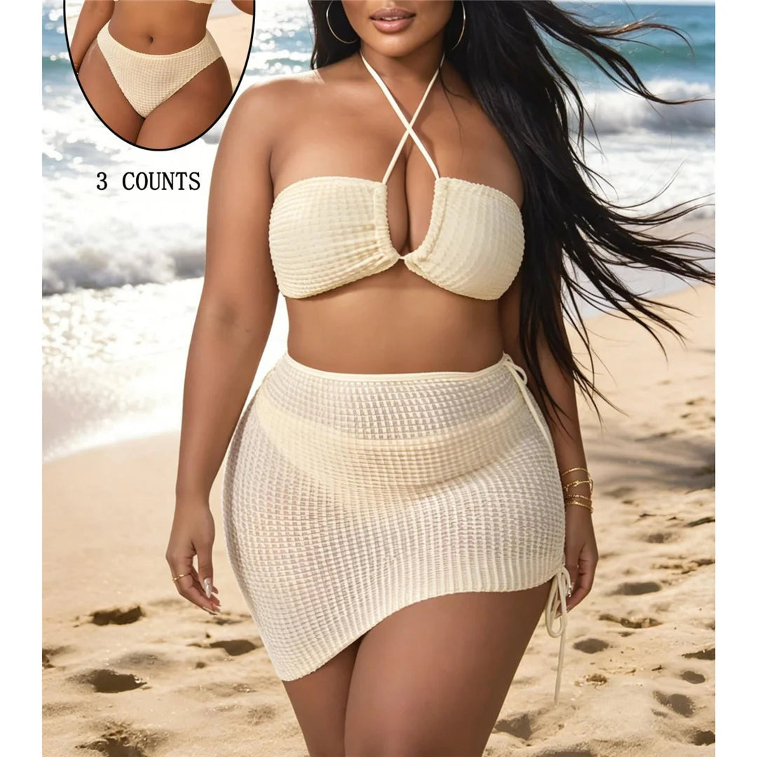 0XL - 4XL 3PCS Bikini Plus Size Swimwear