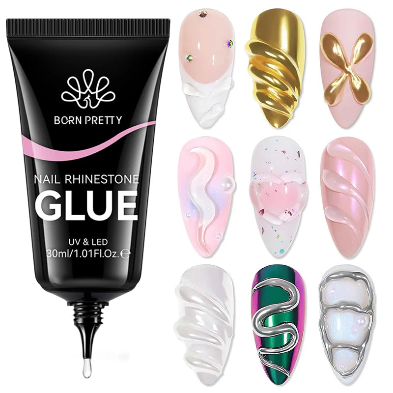 Nail Rhinestone Glue 30ML Gel Nail Glue 3D Shaping Sculpting Carving Flower DIY Decoration  Gem Glue Nail Supplies