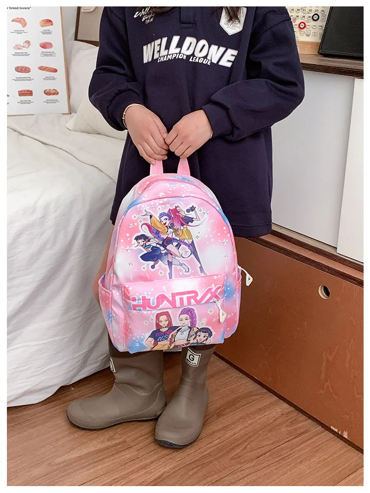 Pink 10-Inch Lightweight Backpack K D H Rumi Mira Zoey HUNTR/X Saja School Bag for Boys And Girls Kindergarten Moch