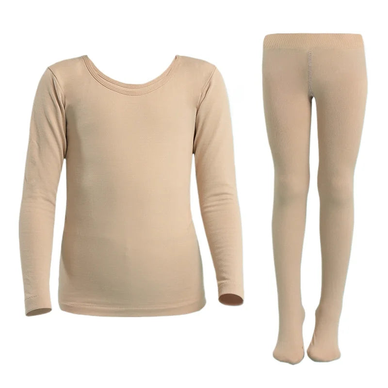 Spring Autumn Dancewear Kids Thermal Underwear Stretchy Girls Tight Underwear 2-14 Years Thin Base Performances Teen Clothes Set
