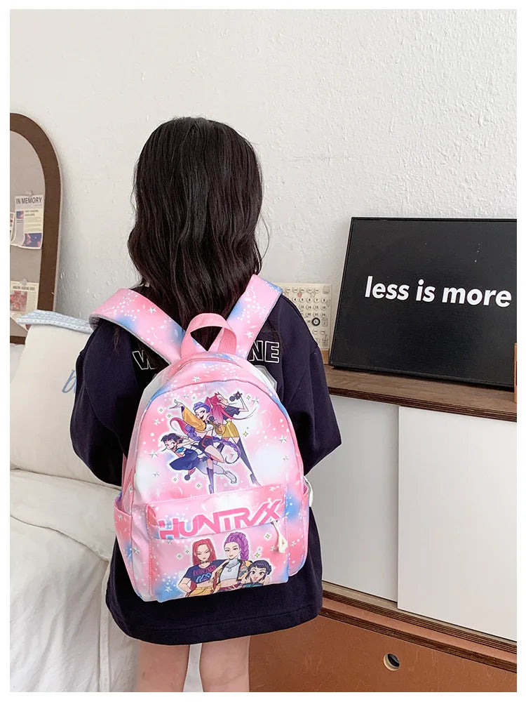 Pink 10-Inch Lightweight Backpack K D H Rumi Mira Zoey HUNTR/X Saja School Bag for Boys And Girls Kindergarten Moch