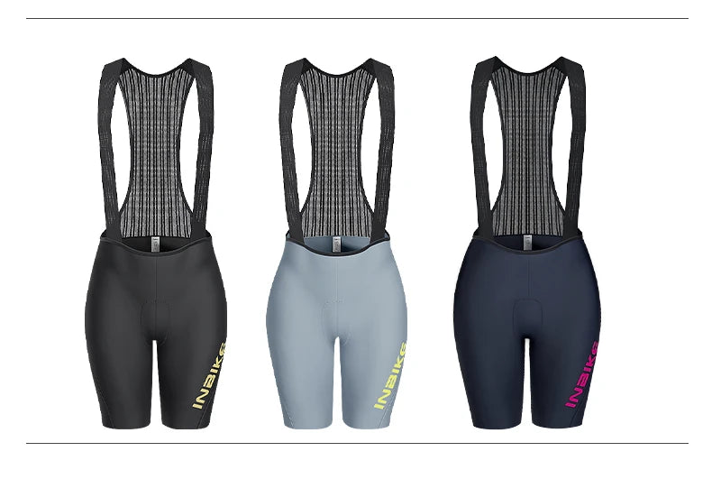 INBIKE Women's Cycling Bib Shorts Summer Breathable High-Waisted Suspenders Shorts Outdoor Bike Riding Underwear Cycling Gear