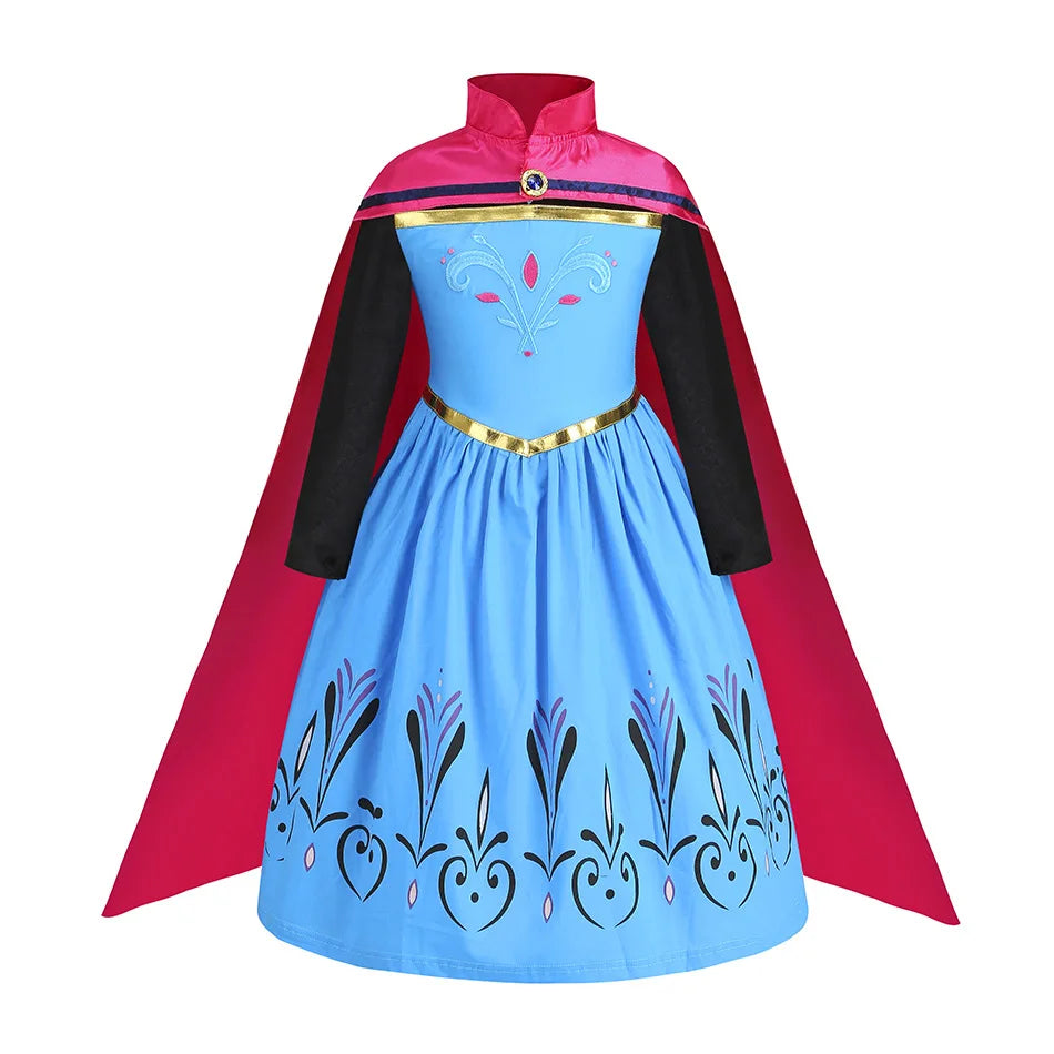 Elsa Anna Snow Queen Dress for Girls Princess Costume Birthday Halloween Christmas Carnival Outfit Kids Cosplay 2-8Y Vestido