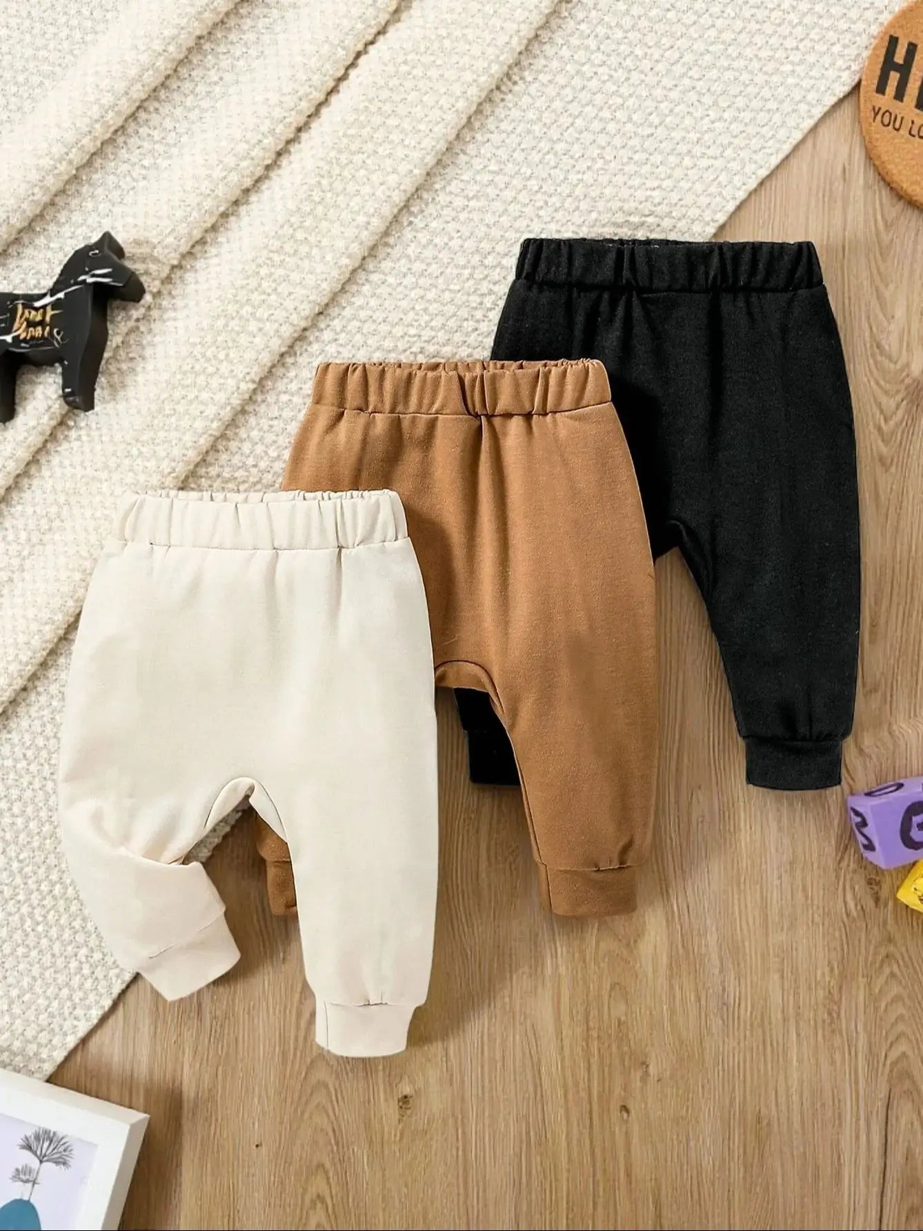 2025 New Fashion 3Pcs Baby Boys Winter Solid  For 1-3Y Infants  Causal Daily Trousers