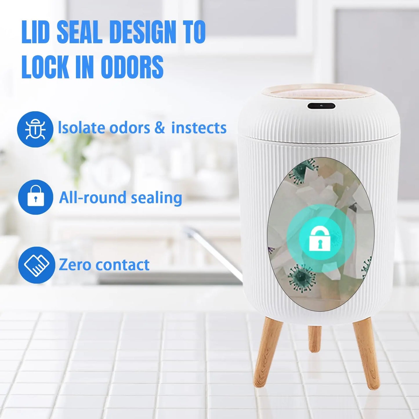 Automatic Trash Can with Lid,  Small Plastic Smart Trash Can, Motion Sensor