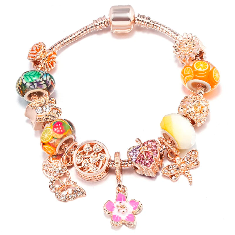 Hollow Foot Beads Charm Bracelets