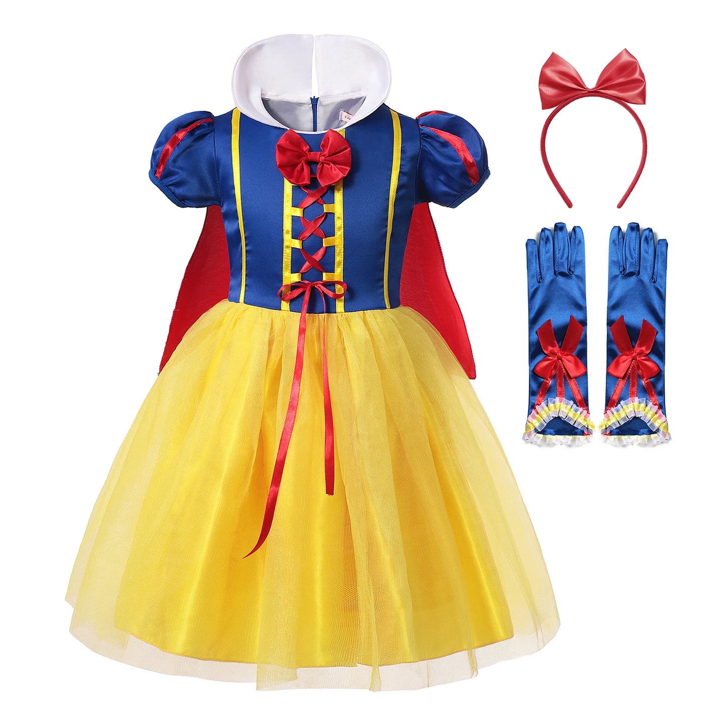 Snow White Princess Dress Girls Halloween Party Costume Role Play Outfit for Toddler Kid Children Cartoon Fancy Cosplay Clothing