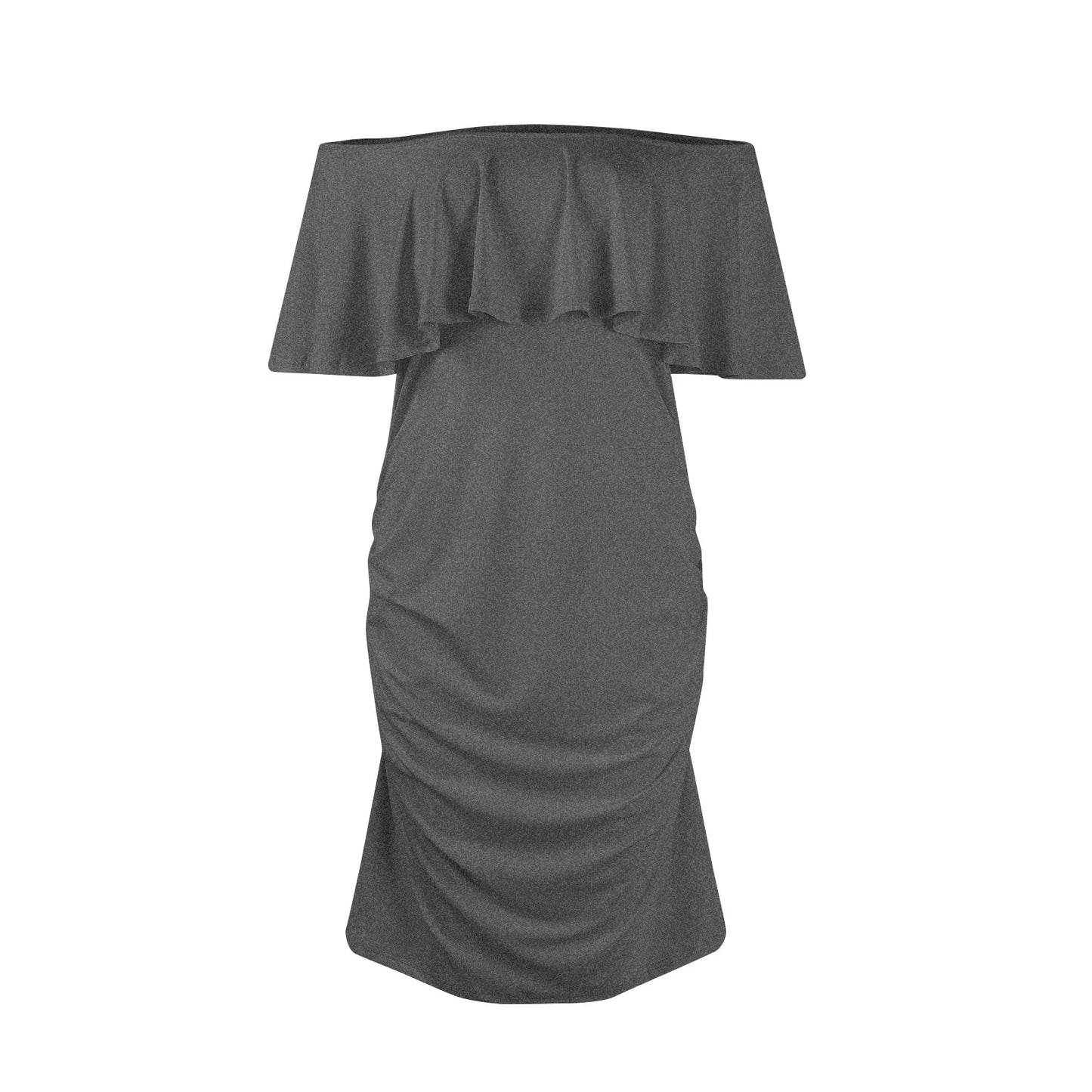 Pregnant Women Pregnancy Dress Fashion Short Sleeve Slash Neck Solid Ruffles Mama Dress Maternity Clothing Dresses