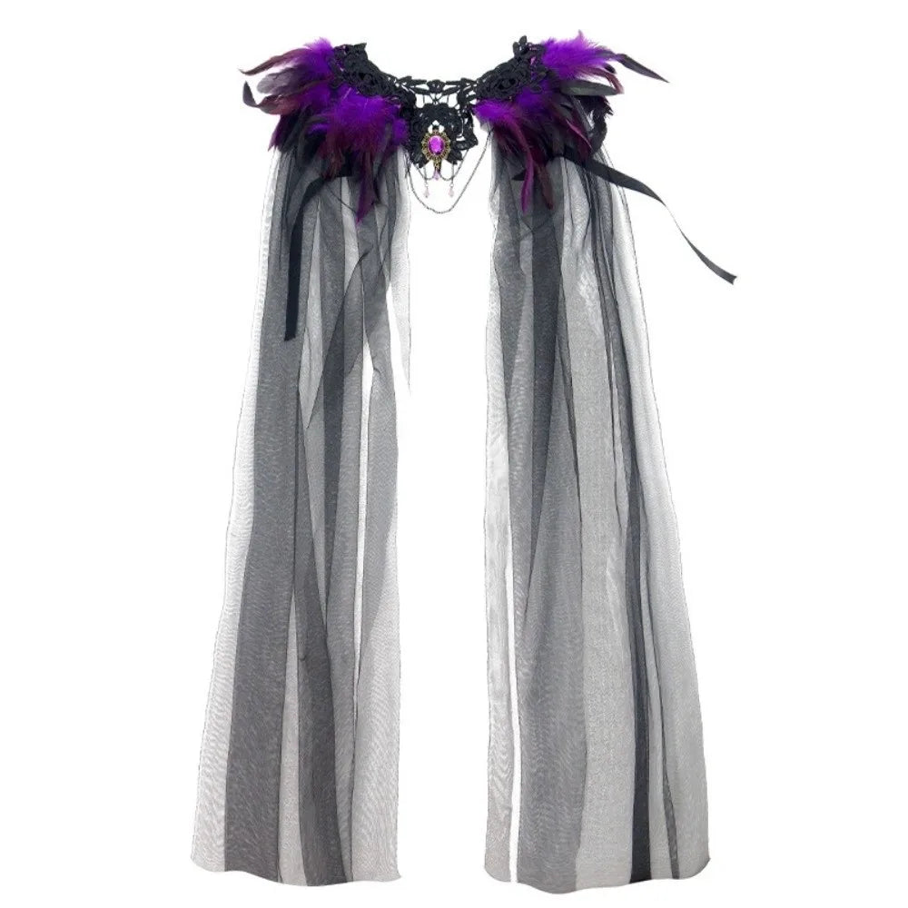Black Halloween Feather Cloak