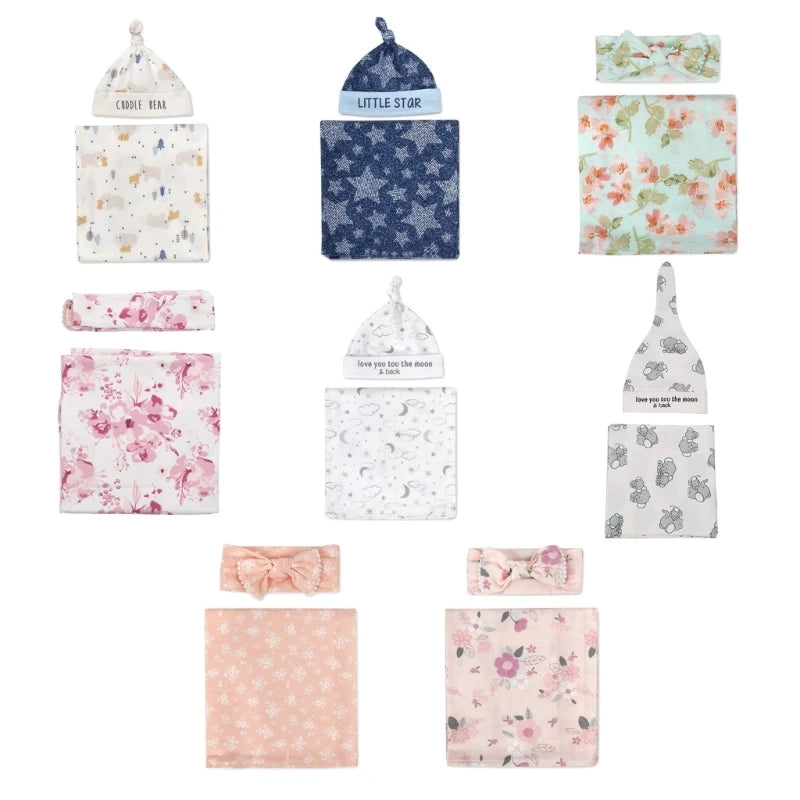 2pcs Newborn Baby Microfiber Swaddle Wrap with Beanie