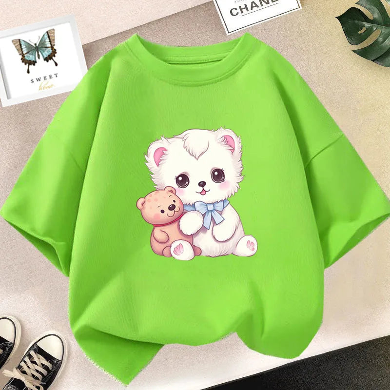 Cat Girls T Shirt Clothes Girls Animal Children T-Shirt Kids Summer Cat Lively Cute Funny Baby T Shirts Tops 2023
