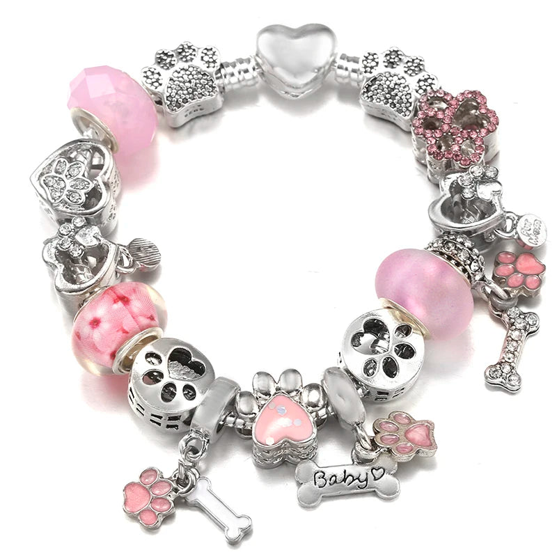 Hollow Foot Beads Charm Bracelets