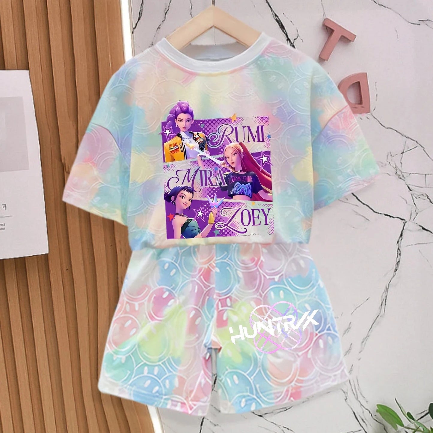 New KPOP Demon Hunters T-shirt Pants Set Girls Pajamas
