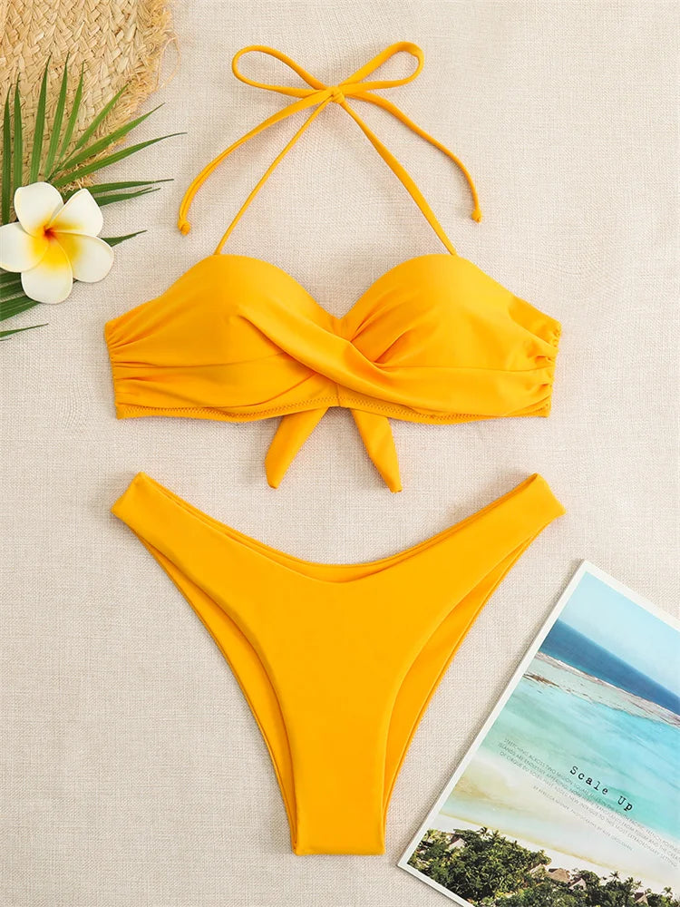 Bikini Swimsuit High Waist Thong Bathing Suit Two Pieces