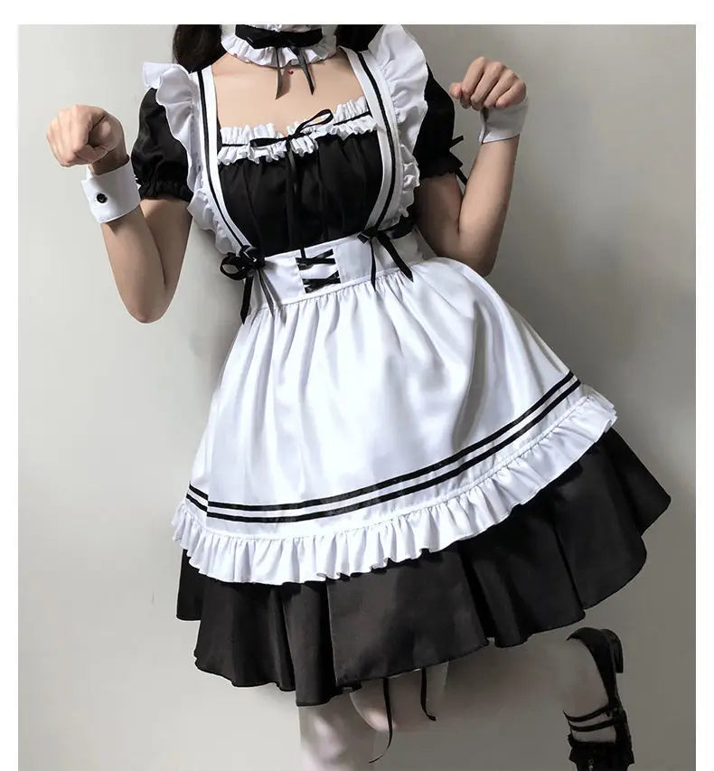 Black Cute Lolita Maid Costumes