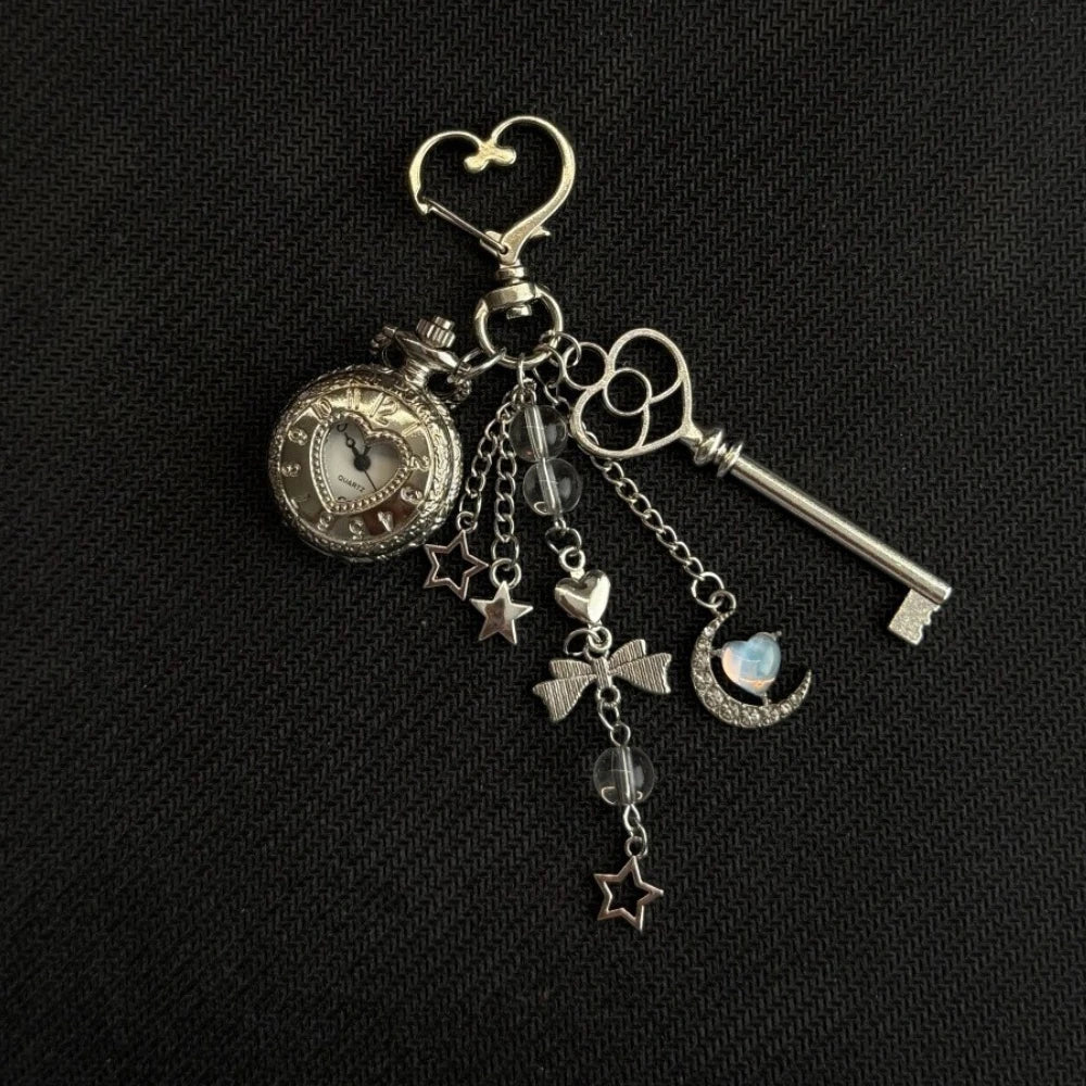 Star Pocket Adjustable Watch Clock Keychain Zinc Alloy