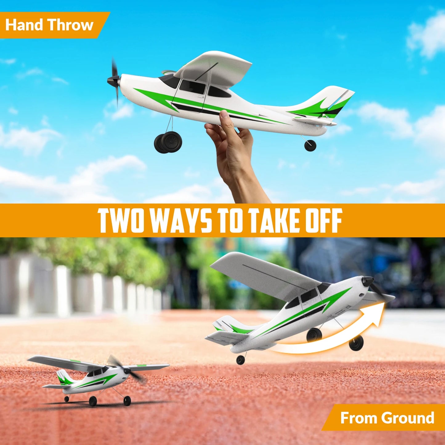 VOLANTEXRC RC Airplane Mini Trainstar 2.4GHz 3CH 3level Flight Control Fixed Wing Airplane Remote Control One-Key U-Turn Easy To Fly For Beginners 761-1RTF