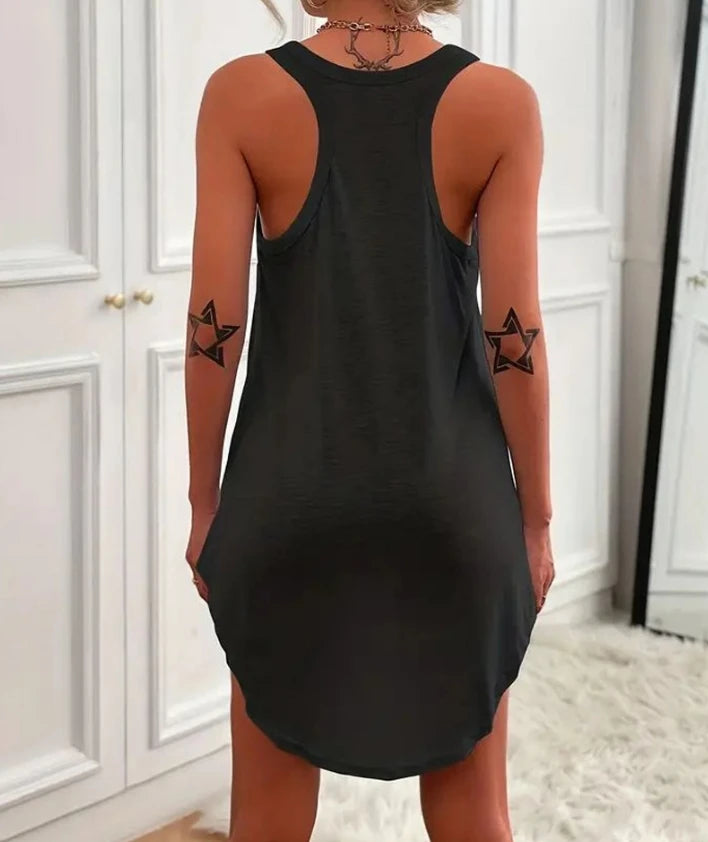 U-Neck Sleeveless Mini Straight Vest Dress