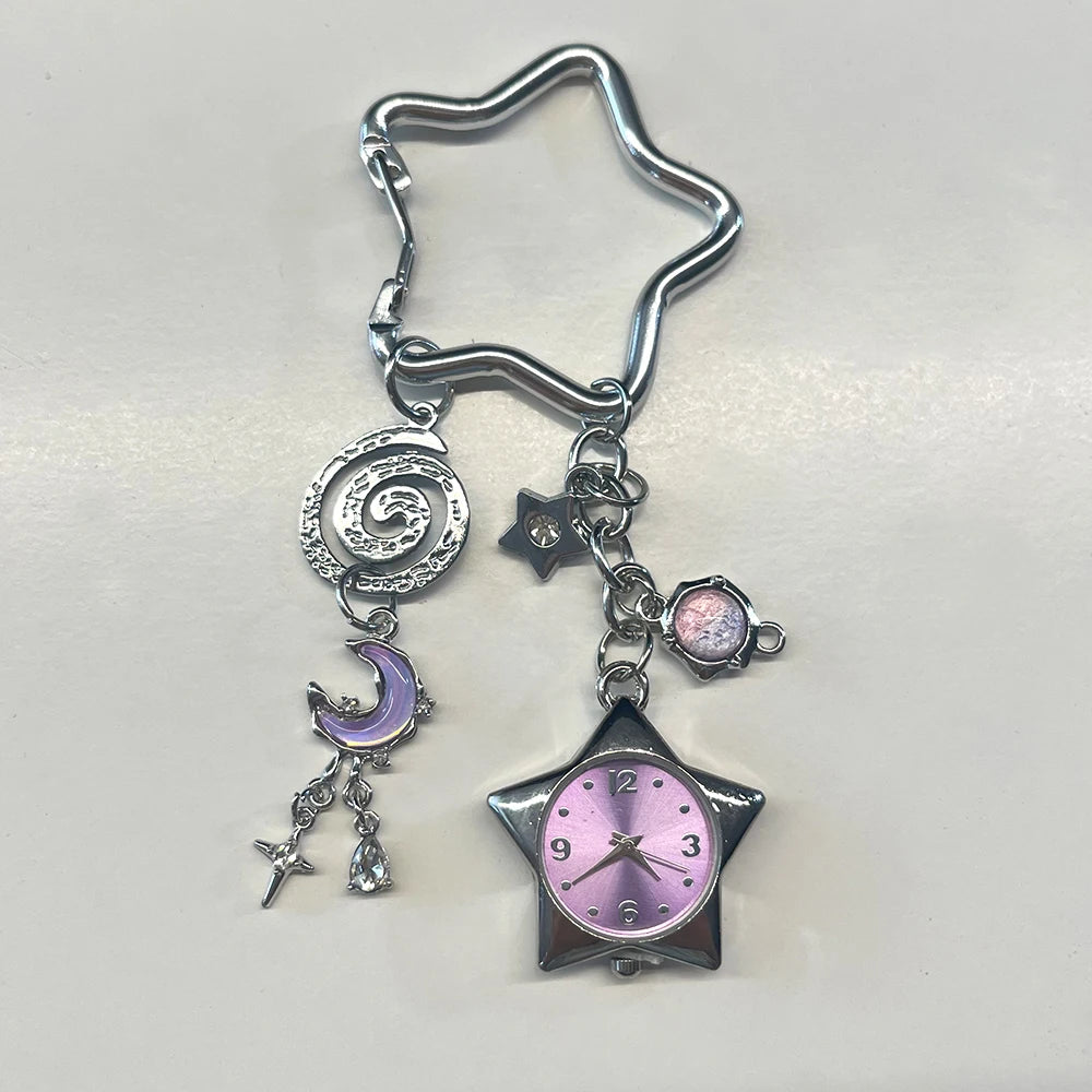 Star Pocket Adjustable Watch Clock Keychain Zinc Alloy