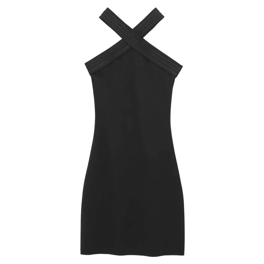 Halter Black Dress Mini Sleeveless Short Dresses