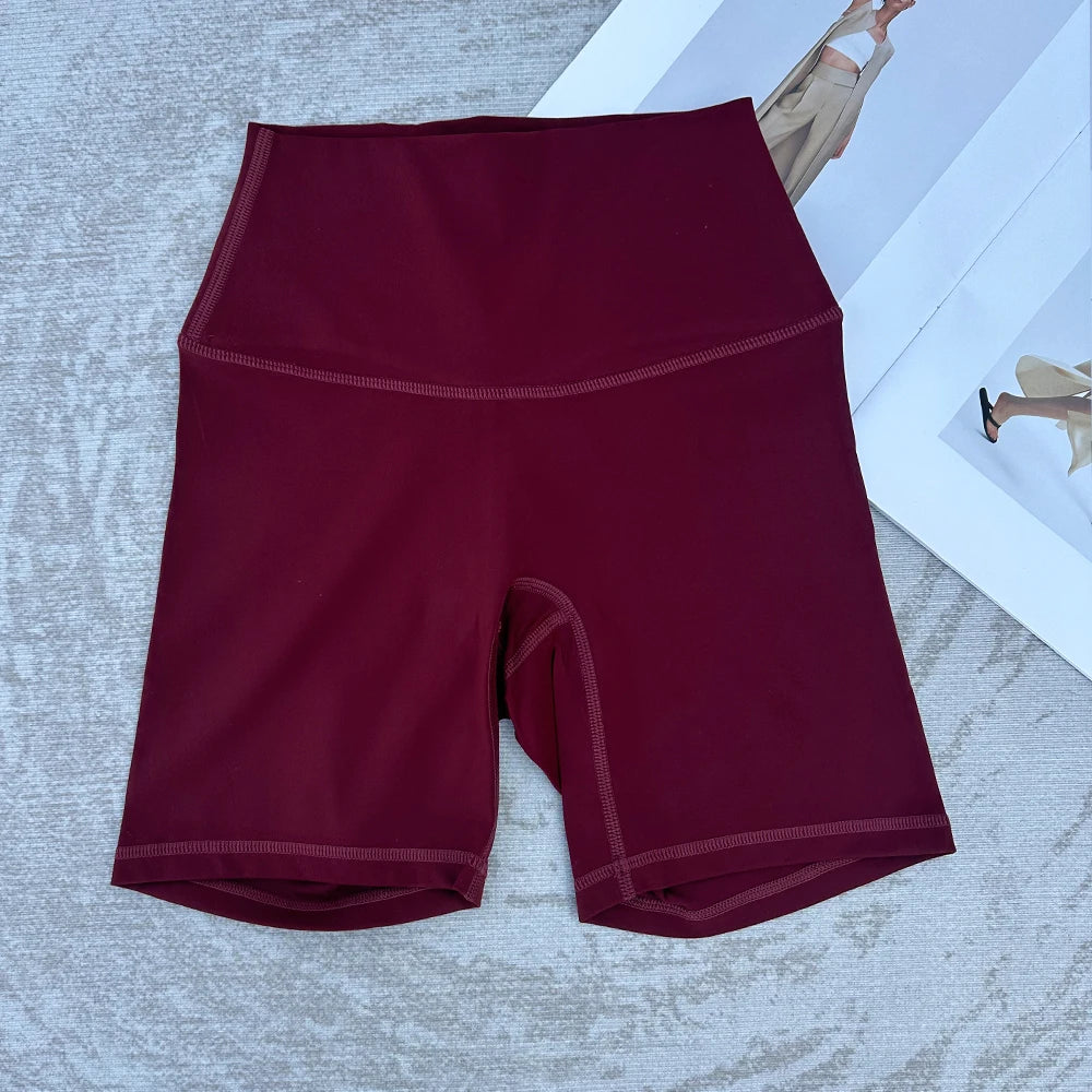 Solid Color Women Fitness Sports Short High Waist Yoga Short  Cycling Comprehensive Training Jog Squat Proof Internal Pockets