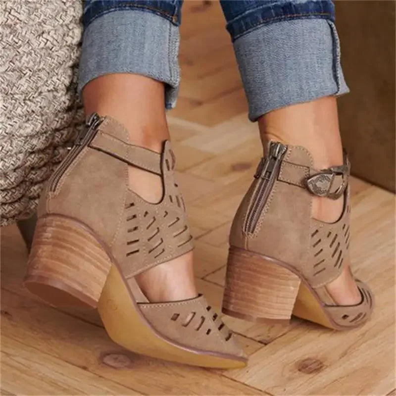 Wedge Mid Heel Summer Slip-on Buckle Shoes