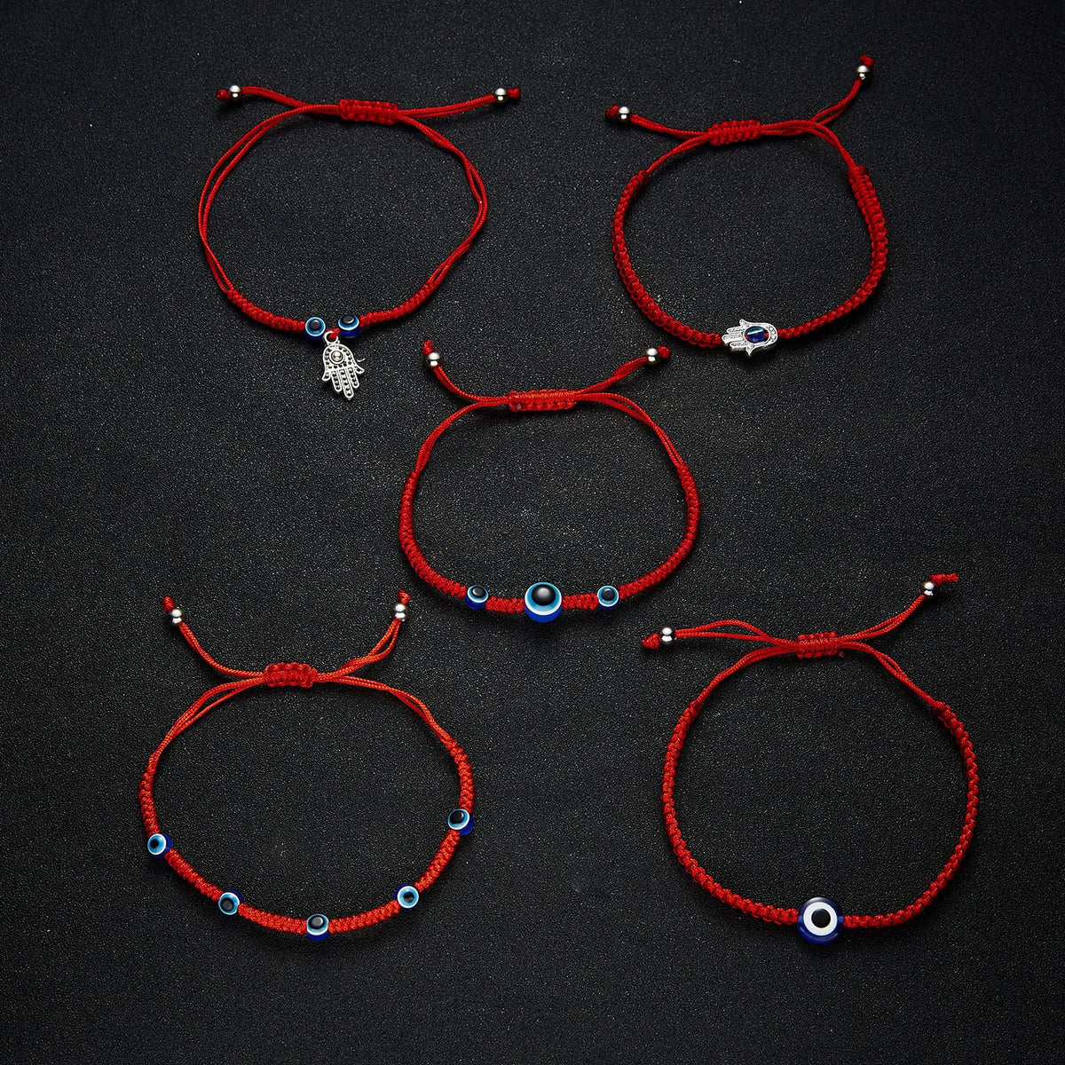Hamsa Hand Adjustable Red String Bracelets