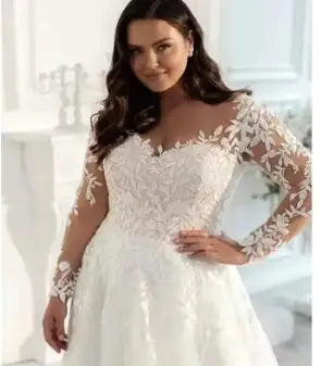 Long Sleeves Civil Wedding Dresse Countryside A line Lace Appliques Short Train Simple Boho Bride Dress W1135