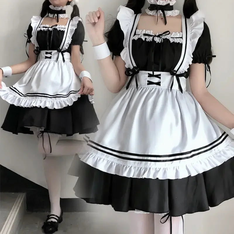 Black Cute Lolita Maid Costumes