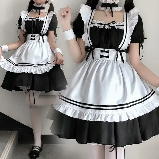 Black Cute Lolita Maid Costumes