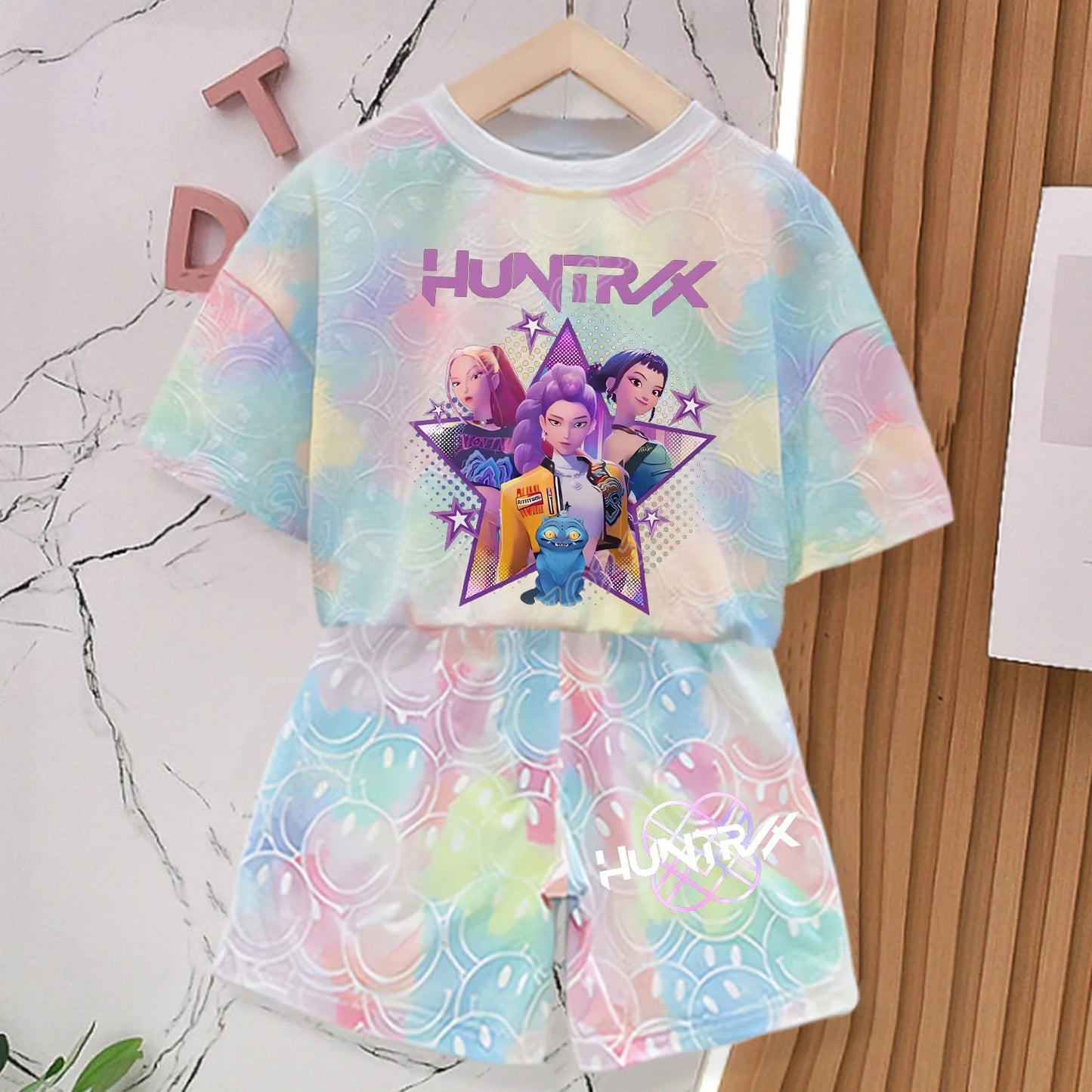 New KPOP Demon Hunters T-shirt Pants Set Girls Pajamas