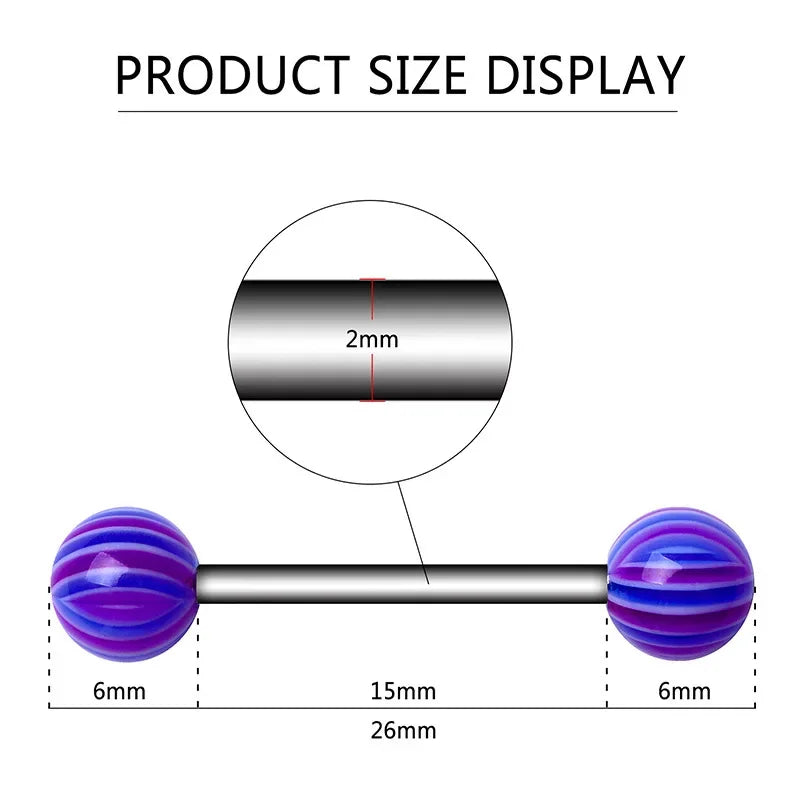 Mixed Color Acrylic Tongue Piercing for Women 316L Stainless Steel