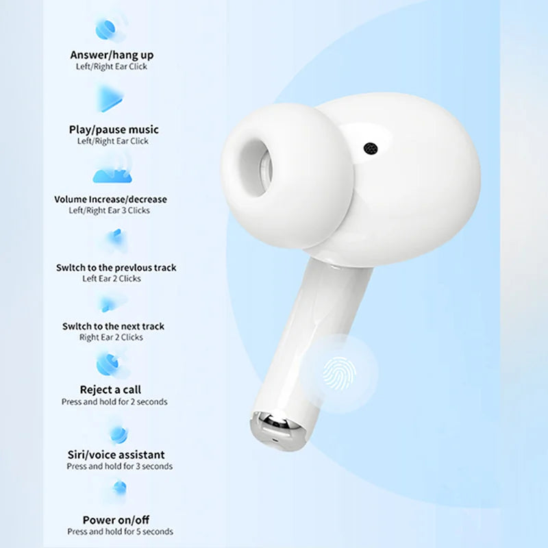 Wireless Bluetooth Earphones TWS Headset HiFi Earbuds Noise Reduction Headphones Waterproof For IPHONE Android