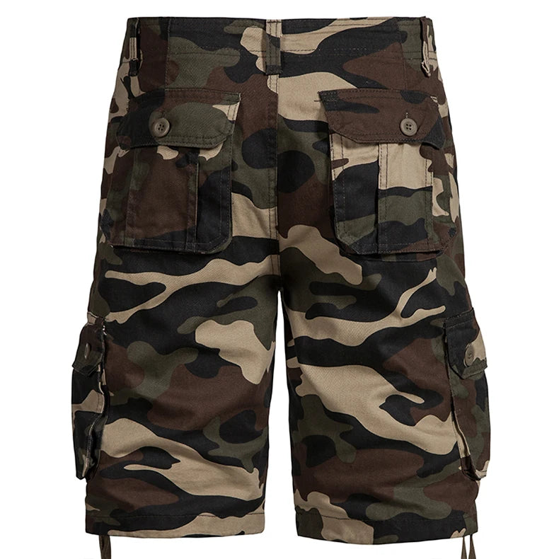 Men's Camo Shorts Summer Casual Half Pants Camouflage Outdoor Sports Short Pants Side Pocket Cotton Breathable Shorts