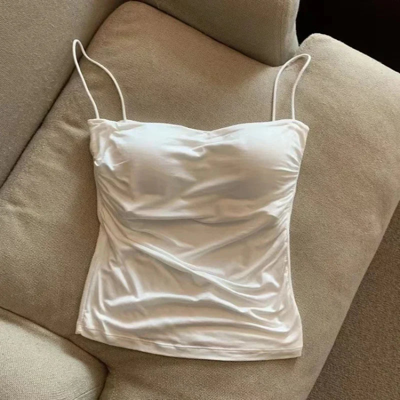 Sexy Sleeveless Tank Tops Women Casual Vest Crop Camisole Seamless Sports Underwear with Chest Pads Summer Female Bra Lingerie