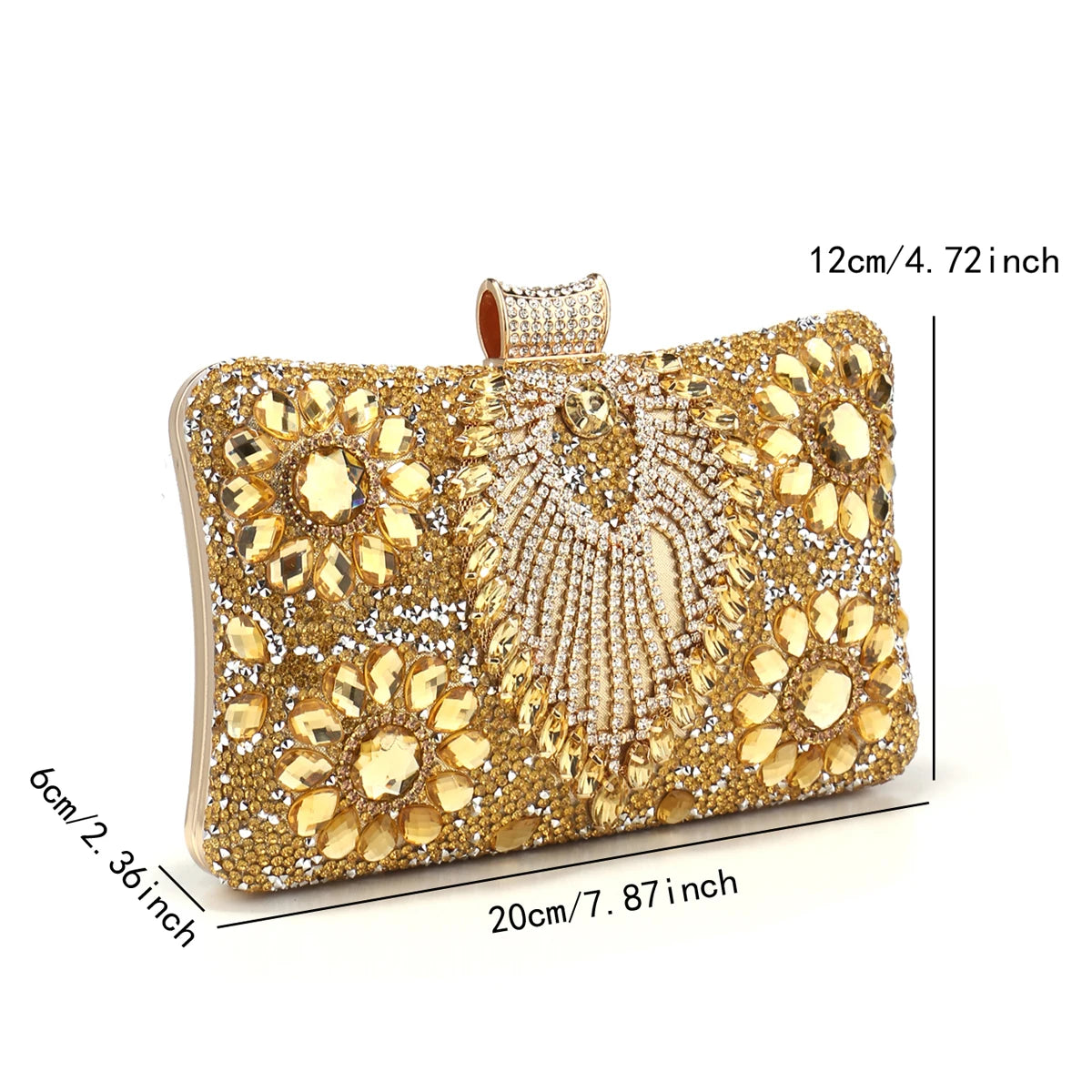 Acrylic Flower One Side Glitter Tassel  Clutch