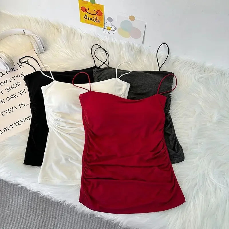 Sexy Sleeveless Tank Tops Women Casual Vest Crop Camisole Seamless Sports Underwear with Chest Pads Summer Female Bra Lingerie