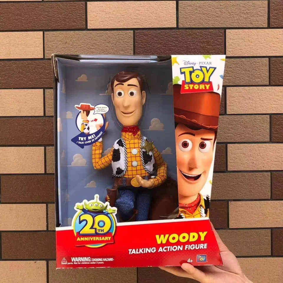 In Stock Disney Pixar Toy Story Woody Action Figures English Movie Sound Character Doll Cloth Cowboy Birthday Gift For Children