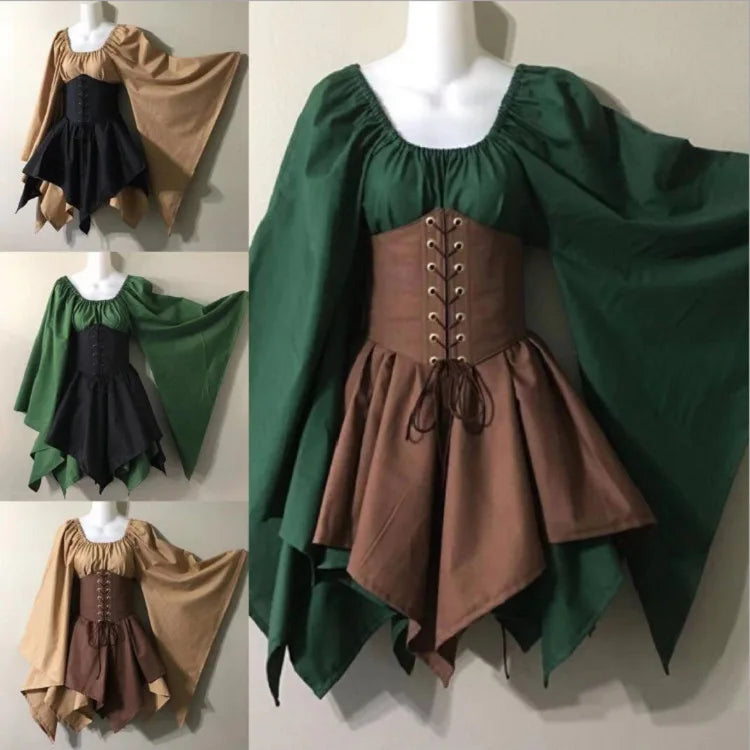 Halloween Cosplay Vintage Fairy Elf Costume Dress