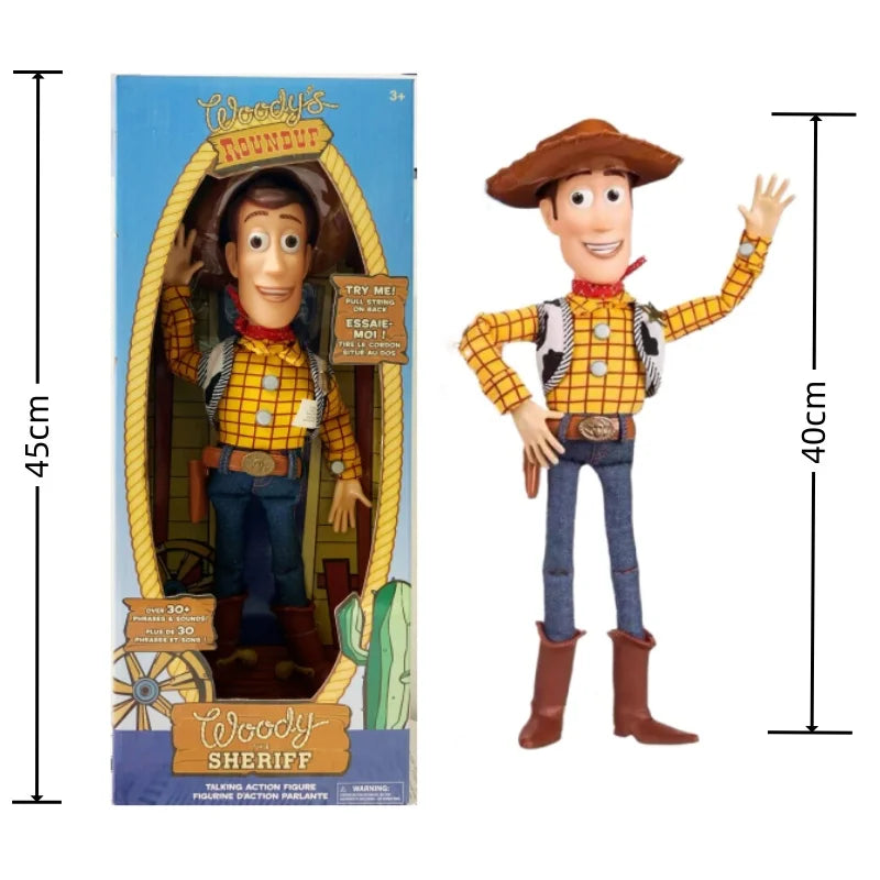 Disney Hot Movie Pixar Toy Story 5 40cm Woody Action Figures English Sound Character Doll Cloth Cowboy Birthday Xmas Gift
