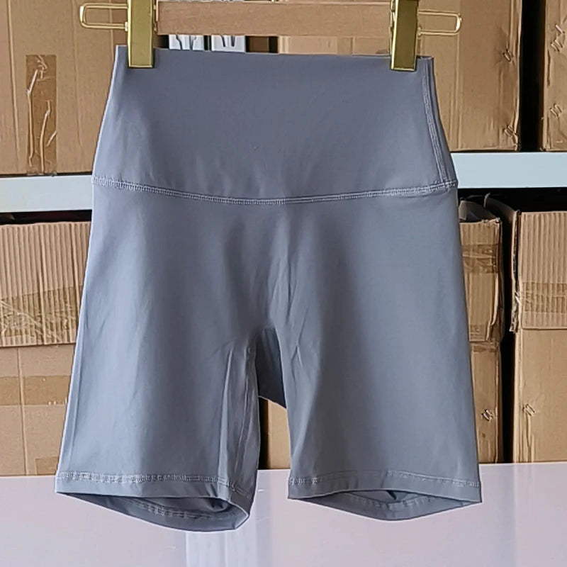 Solid Color Women Fitness Sports Short High Waist Yoga Short  Cycling Comprehensive Training Jog Squat Proof Internal Pockets