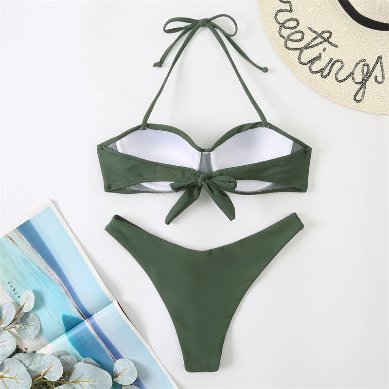 Bikini Swimsuit High Waist Thong Bathing Suit Two Pieces