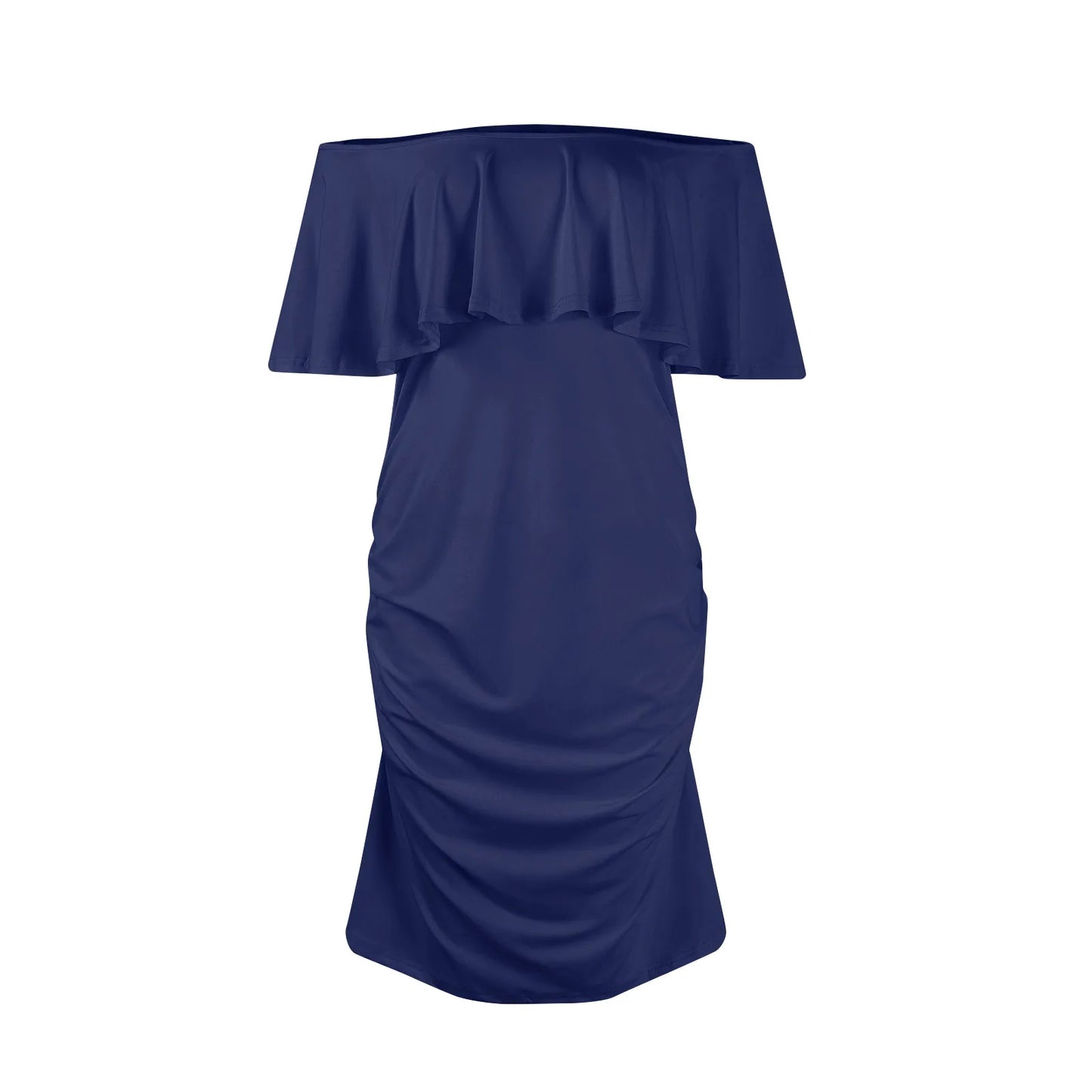 Pregnant Women Pregnancy Dress Fashion Short Sleeve Slash Neck Solid Ruffles Mama Dress Maternity Clothing Dresses