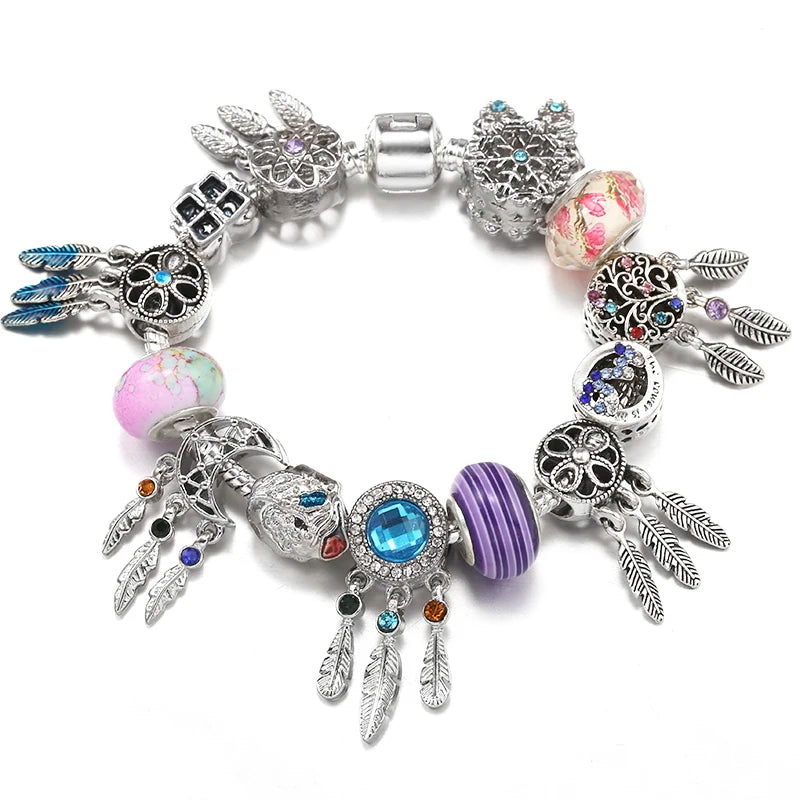 Hollow Foot Beads Charm Bracelets