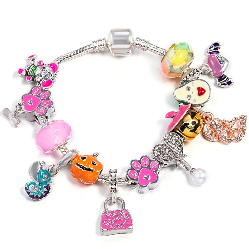 Hollow Foot Beads Charm Bracelets