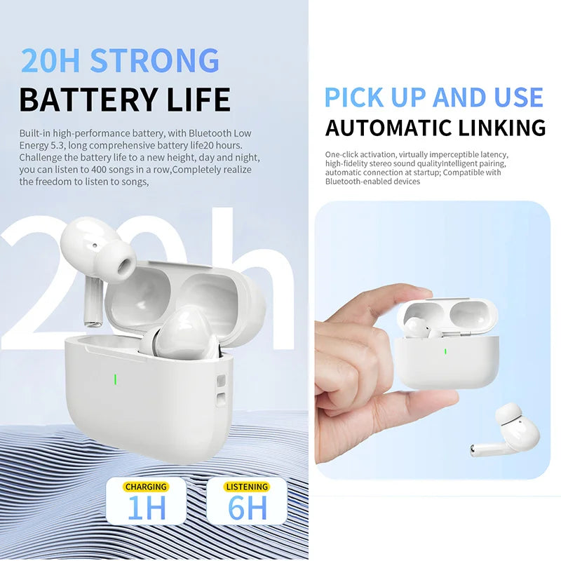 Wireless Bluetooth Earphones TWS Headset HiFi Earbuds Noise Reduction Headphones Waterproof For IPHONE Android
